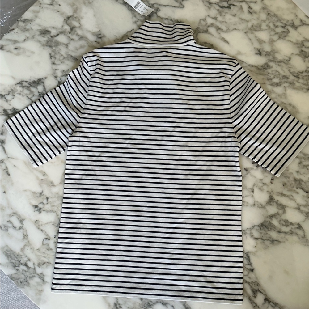 NWT J. Crew Stretch cotton-blend elbow-sleeve mockneck T-shirt S MAKEUP COLLAR - Picture 7 of 11
